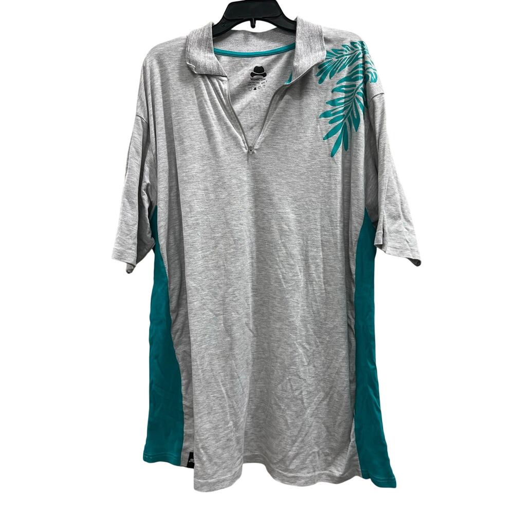 Winston 1/4 zip polo gray teal tropical men’s big and tall sz 4X XXXXL